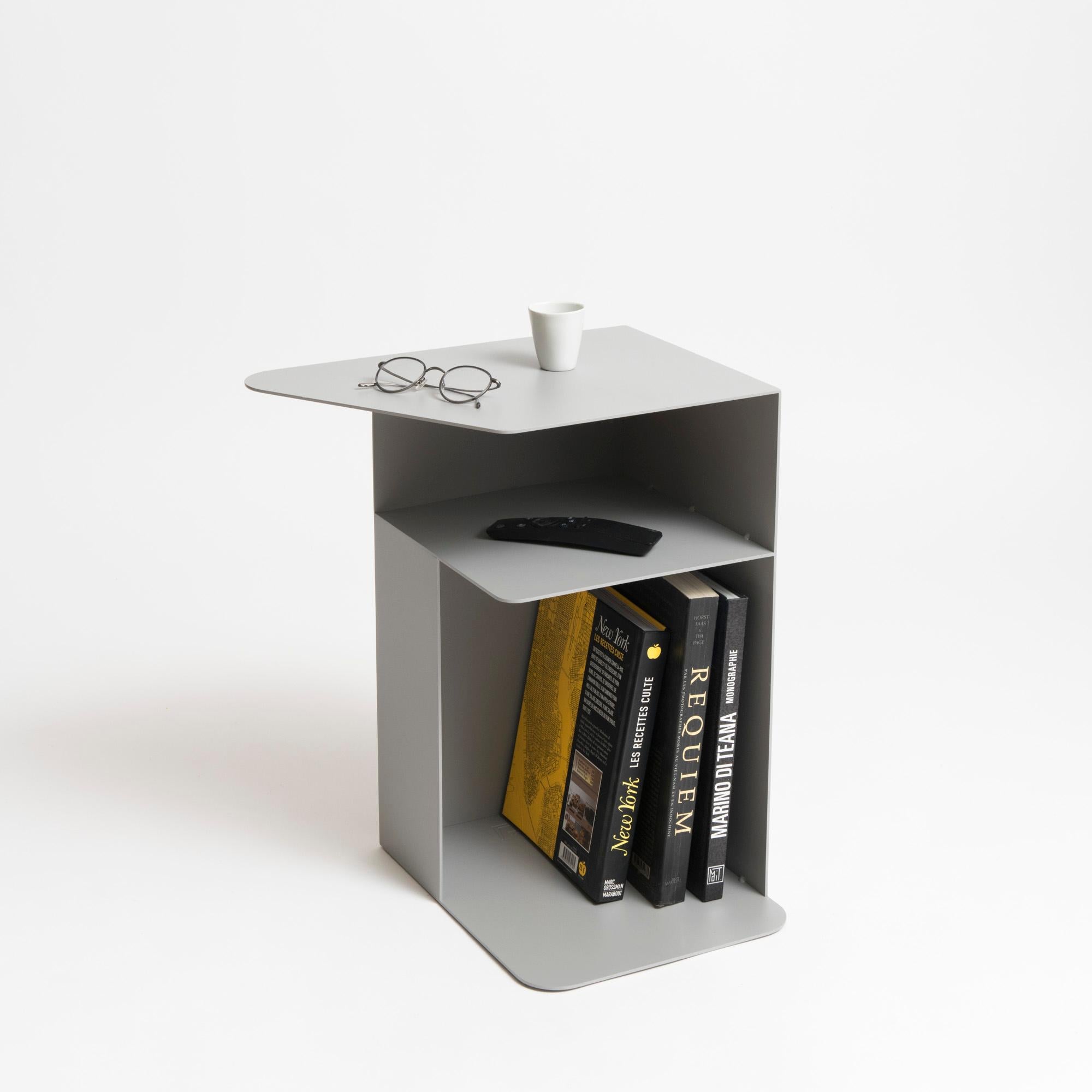 Modern Grey aluminium Side Table, minimalist modern design - om26 by mjiila - in stock For Sale