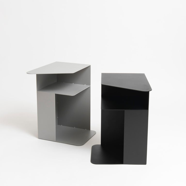 Grey aluminium Side Table, minimalist modern design - om26 by mjiila ...