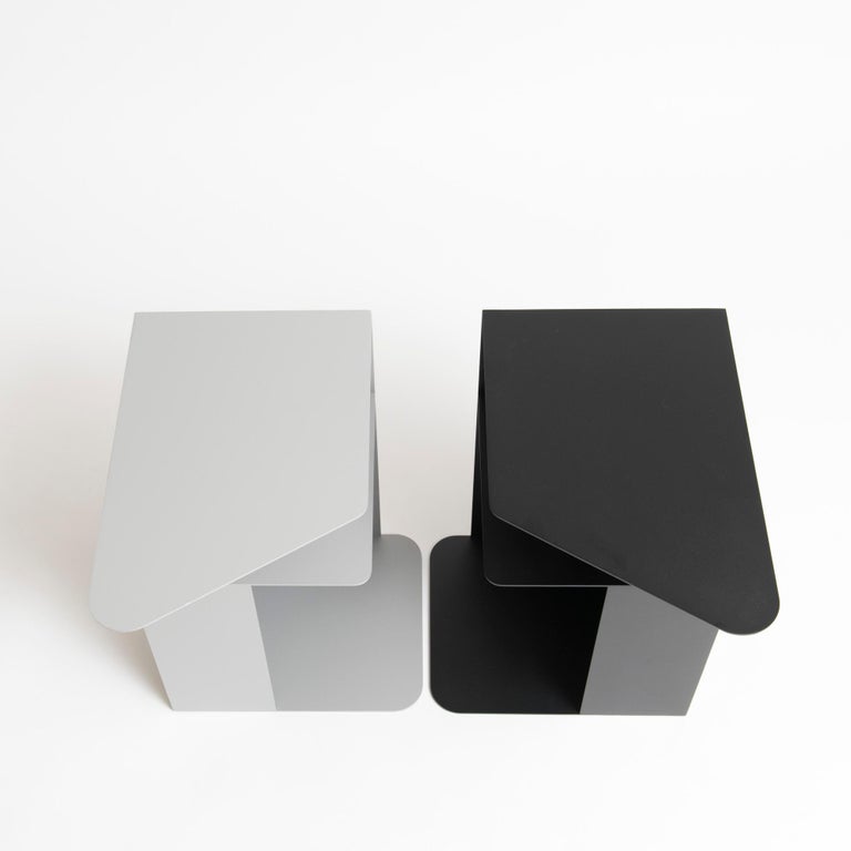 Image showcasing Grey aluminium Side Table, minimalist modern design - om26 by mjiila ...