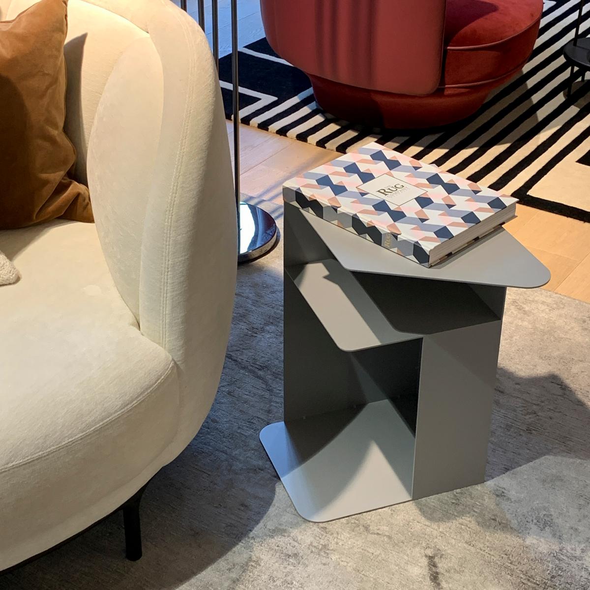 Contemporary Grey aluminium Side Table, minimalist modern design - om26 by mjiila - in stock For Sale