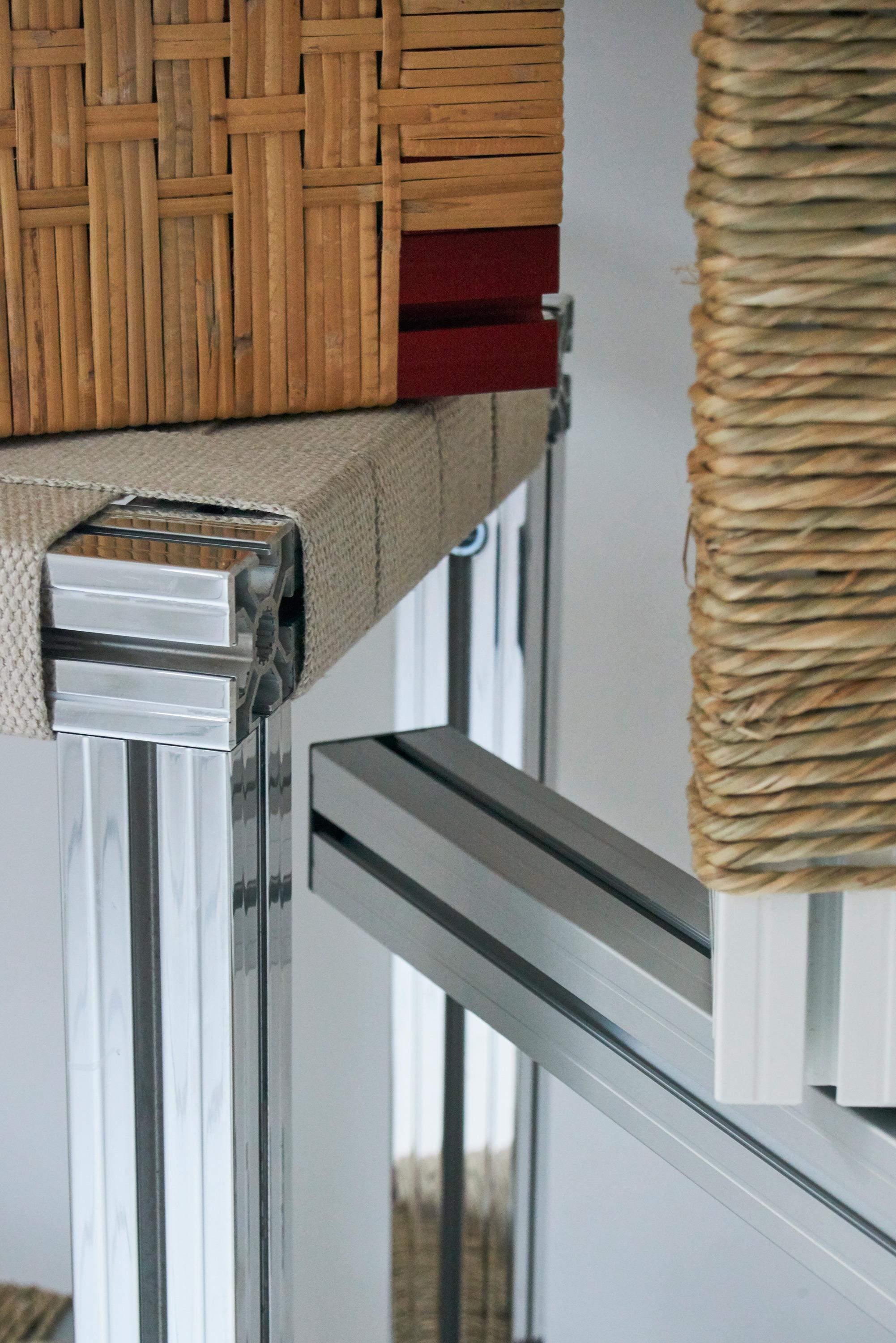Grey Aluminium Stool with Flax Webbing Seat from Anodised Wicker Collection in vendita 5