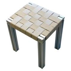 Grey Aluminium Stool with Flax Webbing Seat from Anodised Wicker Collection