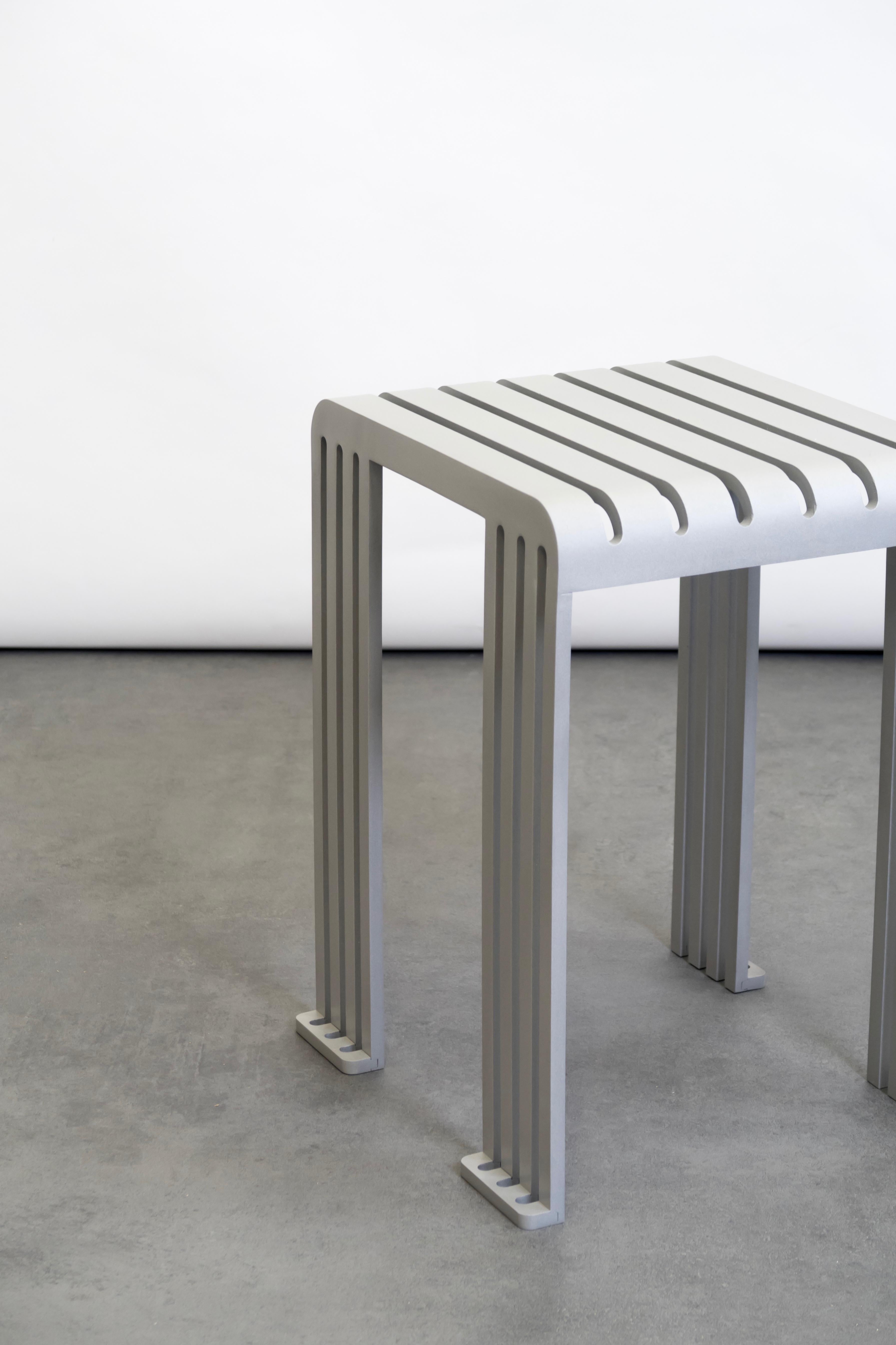 French Grey Aluminium Tootoo Stool by Helder Barbosa For Sale
