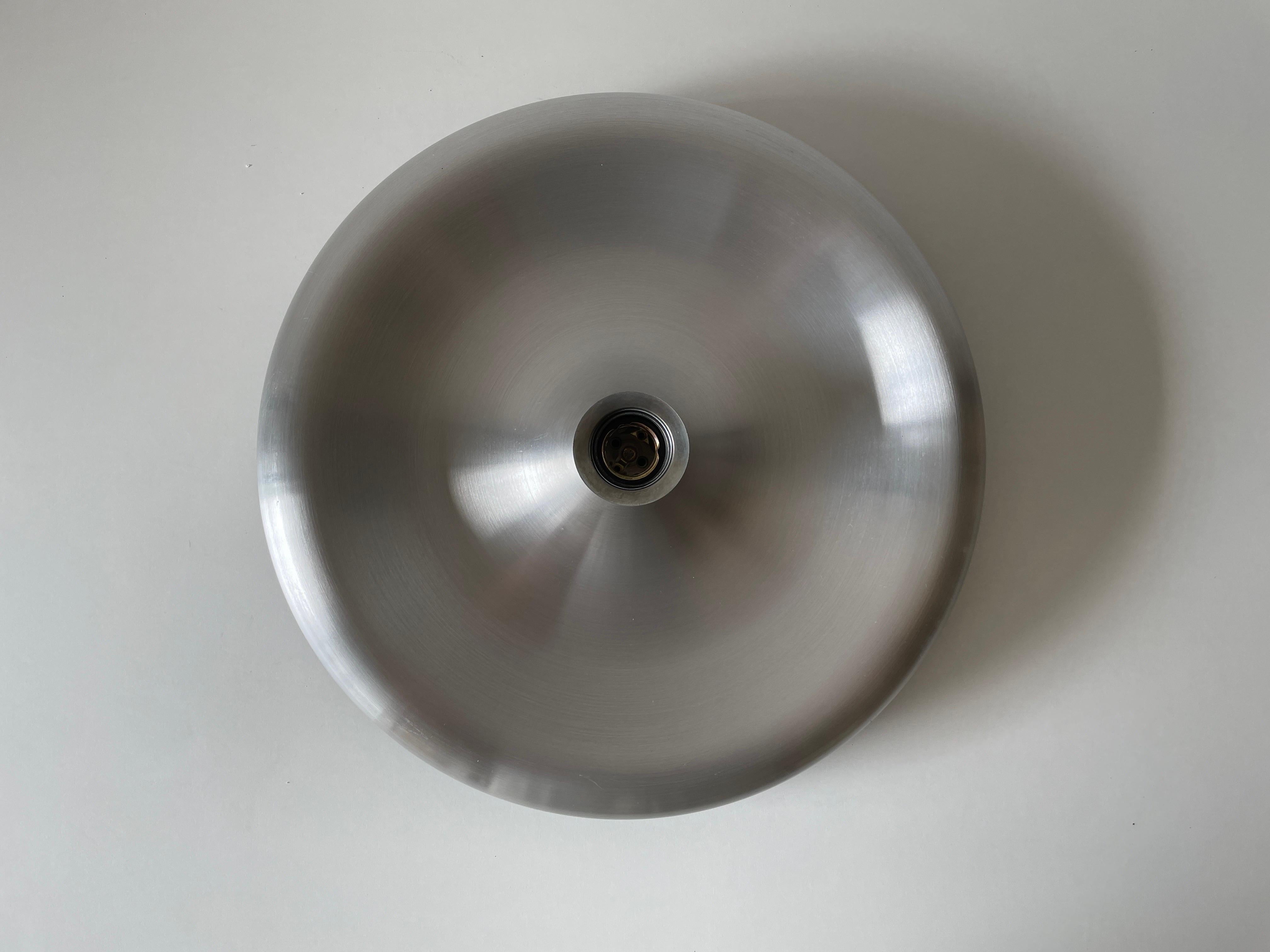 Grey Aluminum and Black Metal Space Age Disc Design Flush Mount, 1970s, Germany In Good Condition For Sale In Hagenbach, DE
