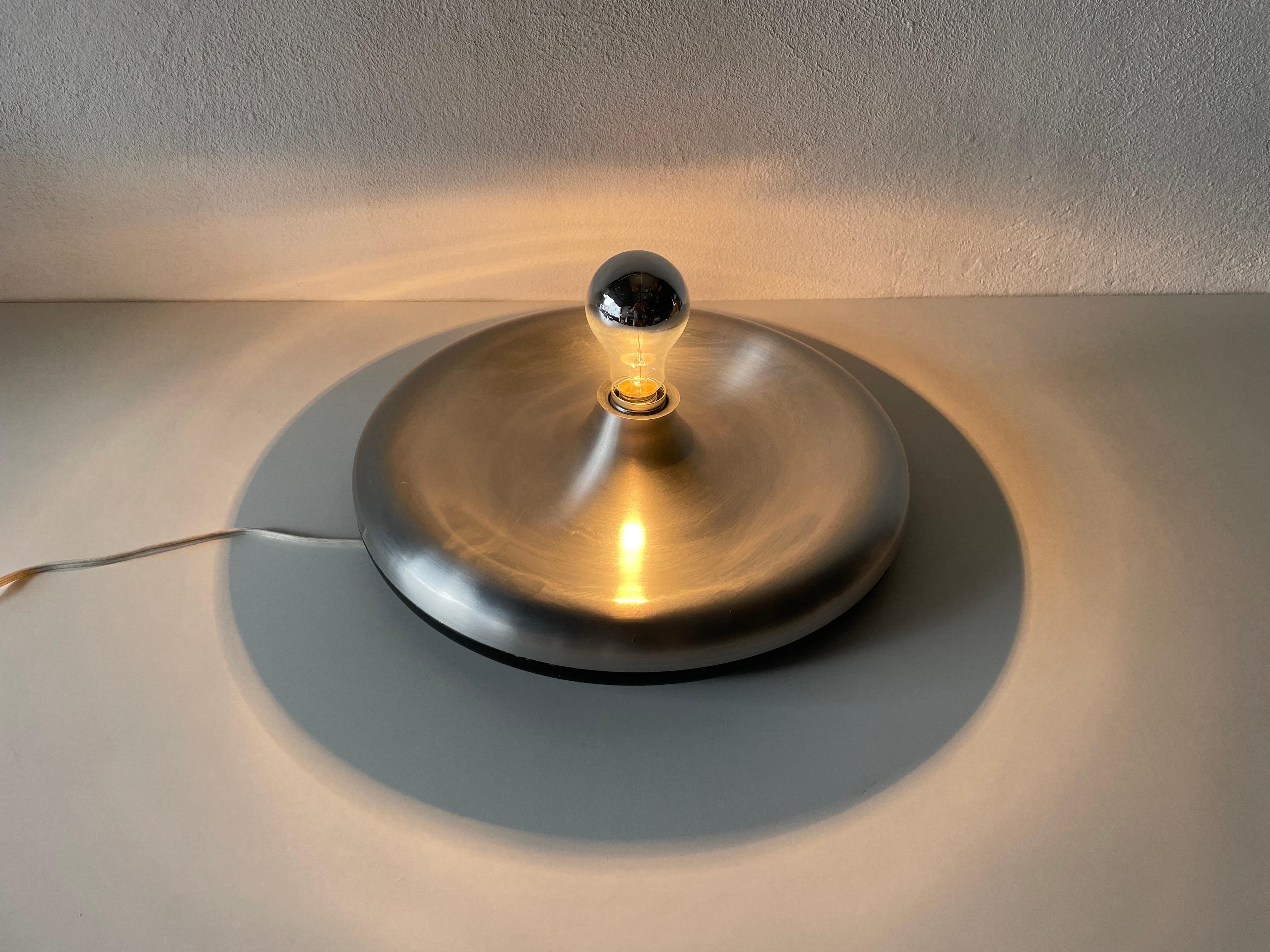 Grey Aluminum and Black Metal Space Age Disc Design Flush Mount, 1970s, Germany For Sale 2