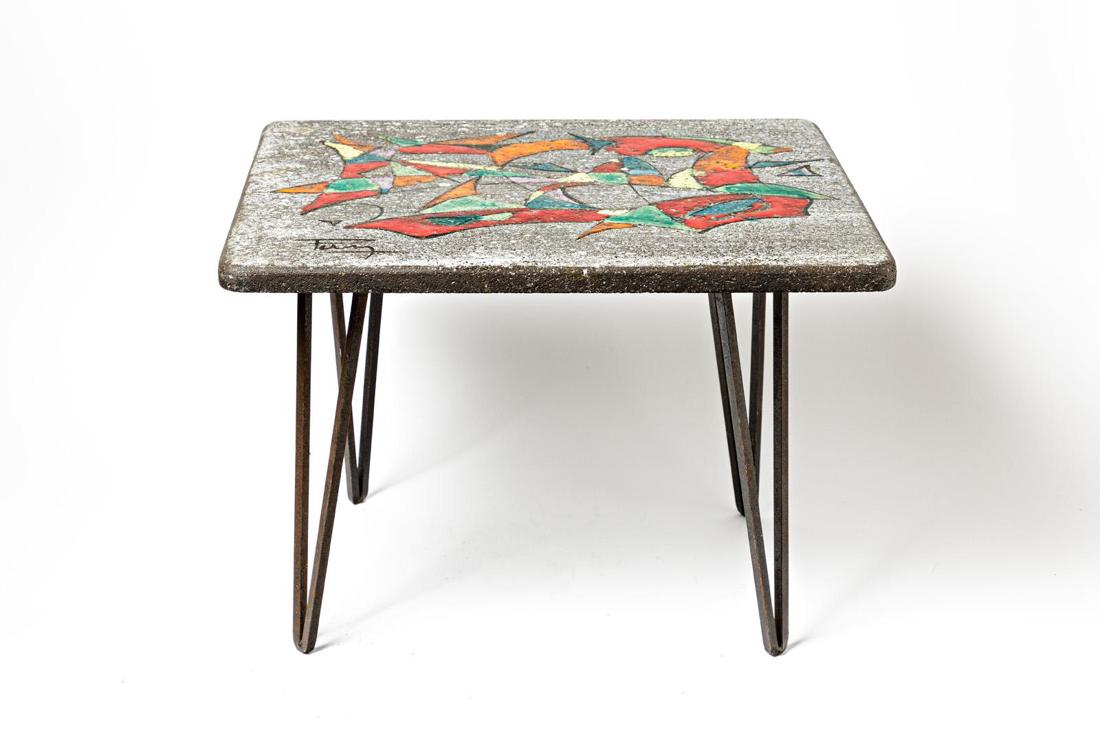 France - circa 1970

Low sofa ceramic table 20th century design

Grey and abstract colors ceramic glazes

Original good condition

Signed

Height 42 cm
Large 45 cm
Long 57 cm