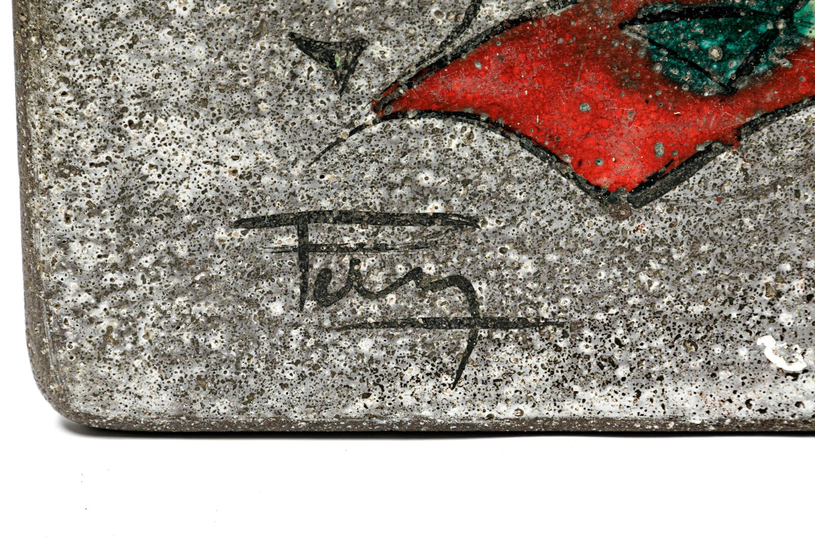 Table basse en céramique grise et abstraite circa 1970 pièce unique France Bon état - En vente à Neuilly-en- sancerre, FR