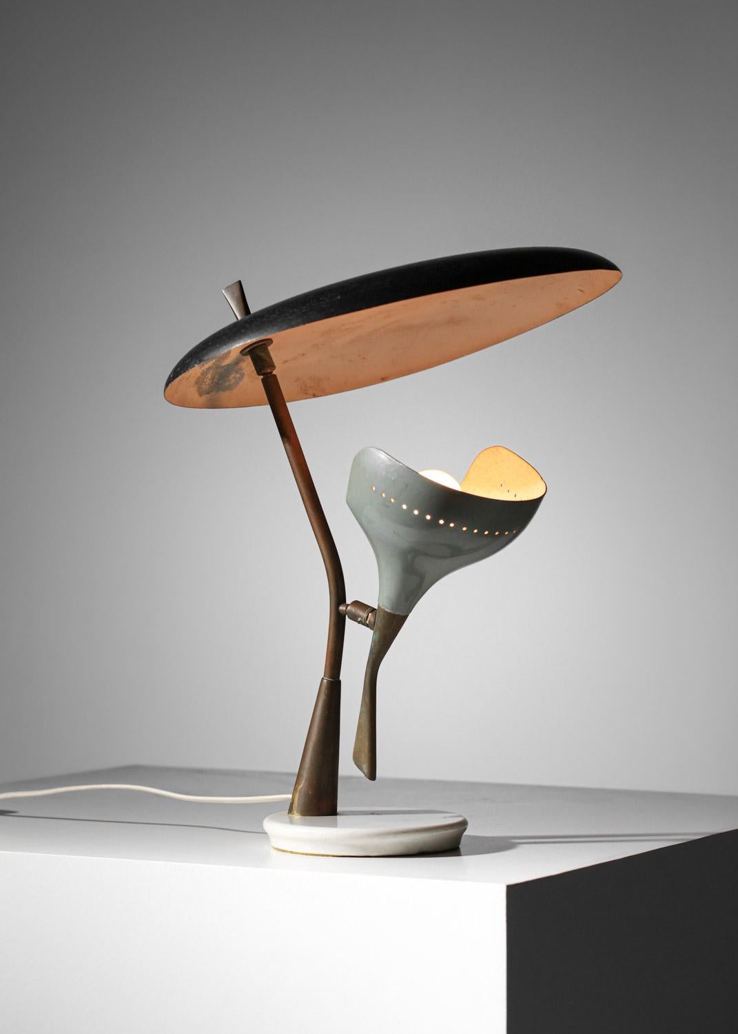 Mid-Century Modern Lampe de table italienne stillux grise et noire des années 60  rare  en vente