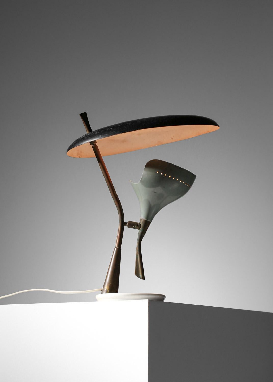 Lacquered Grey and black Italian stillux table lamp from the 60's  rare  For Sale
