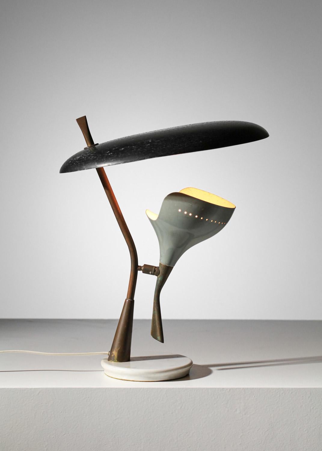 Grey and black Italian stillux table lamp from the 60's  rare  In Fair Condition For Sale In Lyon, FR