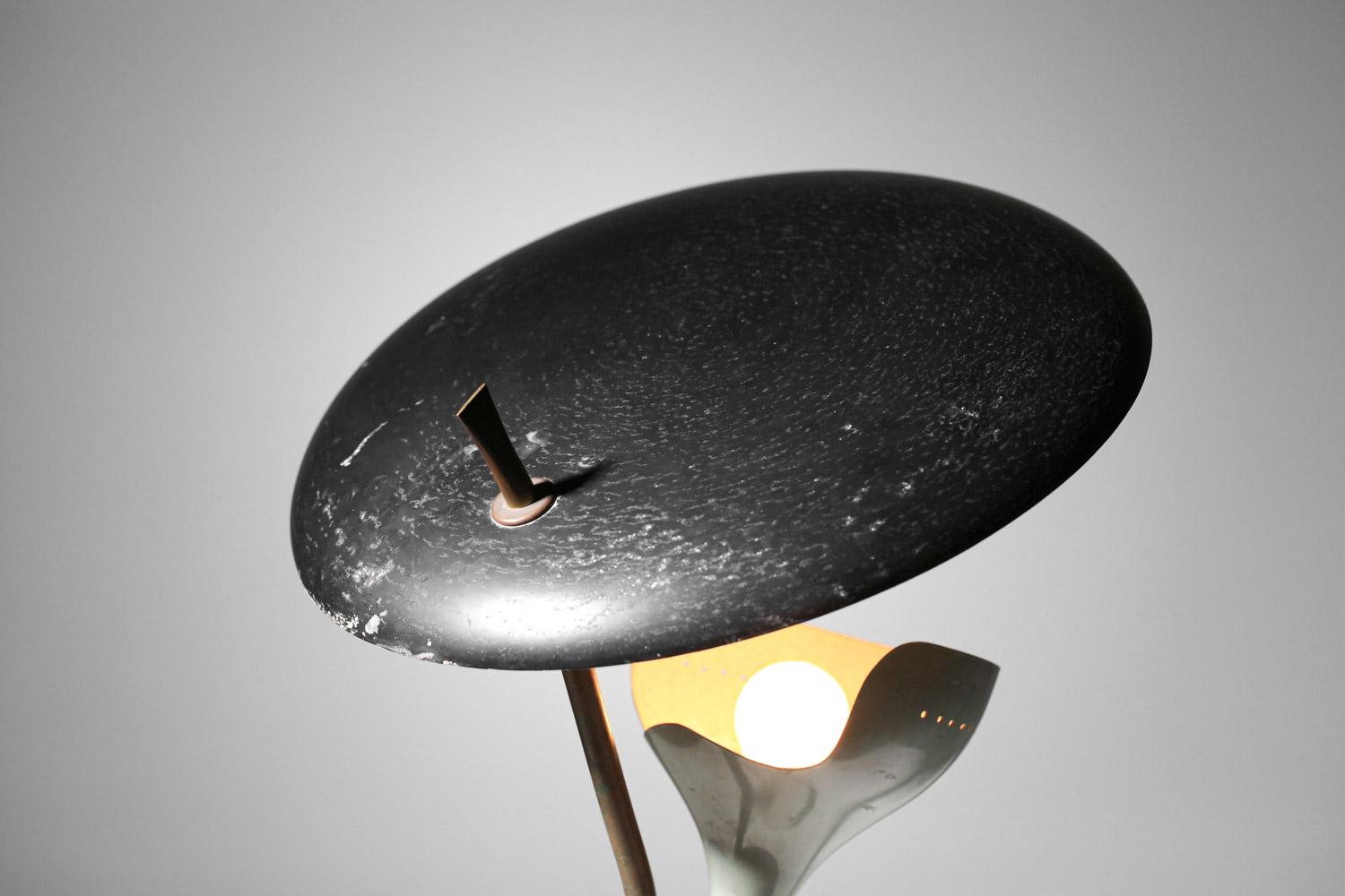 Milieu du XXe siècle Lampe de table italienne stillux grise et noire des années 60  rare  en vente