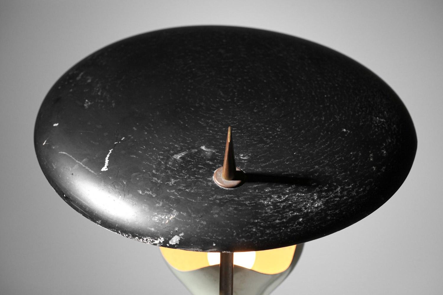 Metal Grey and black Italian stillux table lamp from the 60's  rare  For Sale