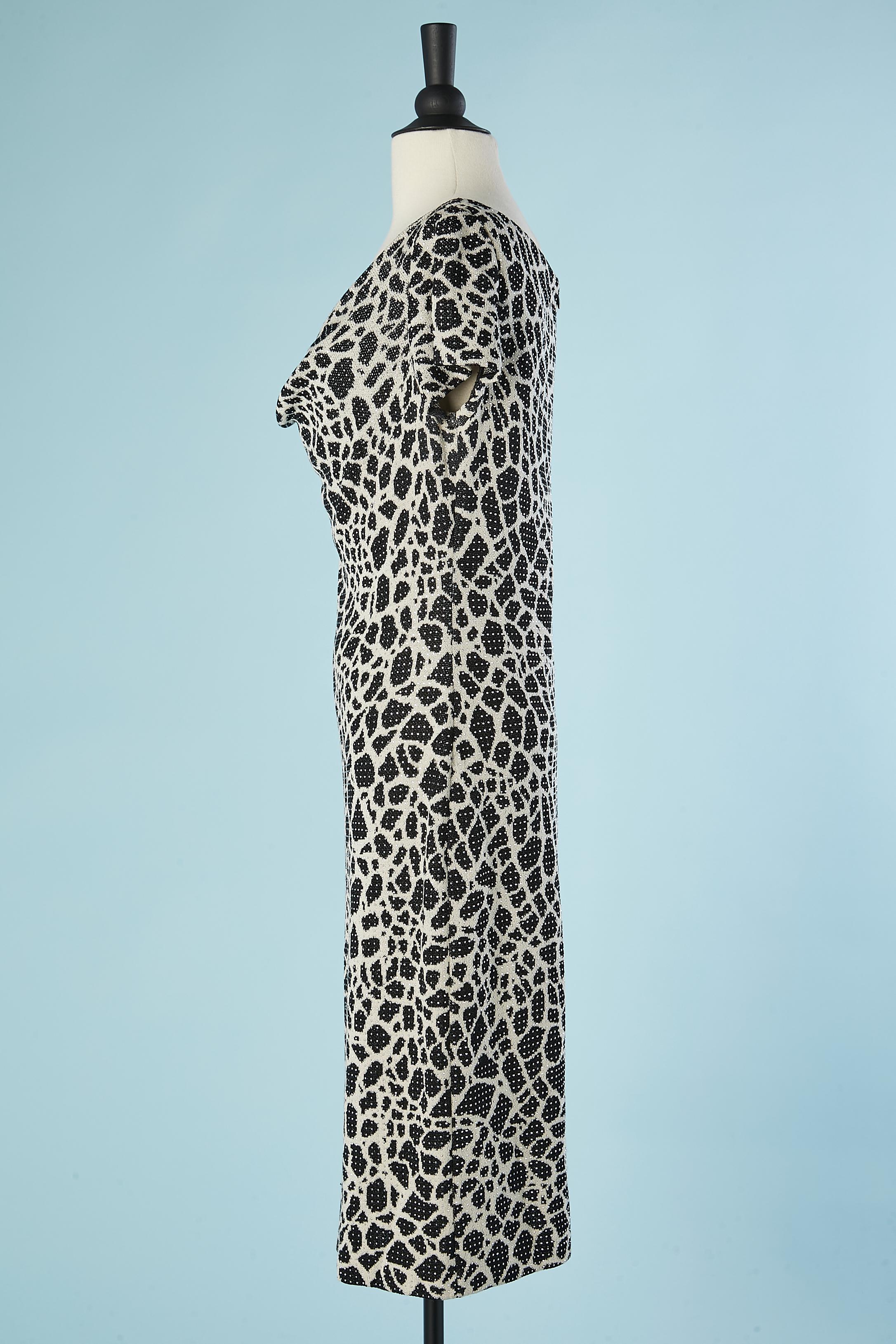 Robe de cocktail en maille jacquard grise et noire avec mini clous St John EVENING Excellent état - En vente à Saint-Ouen-Sur-Seine, FR