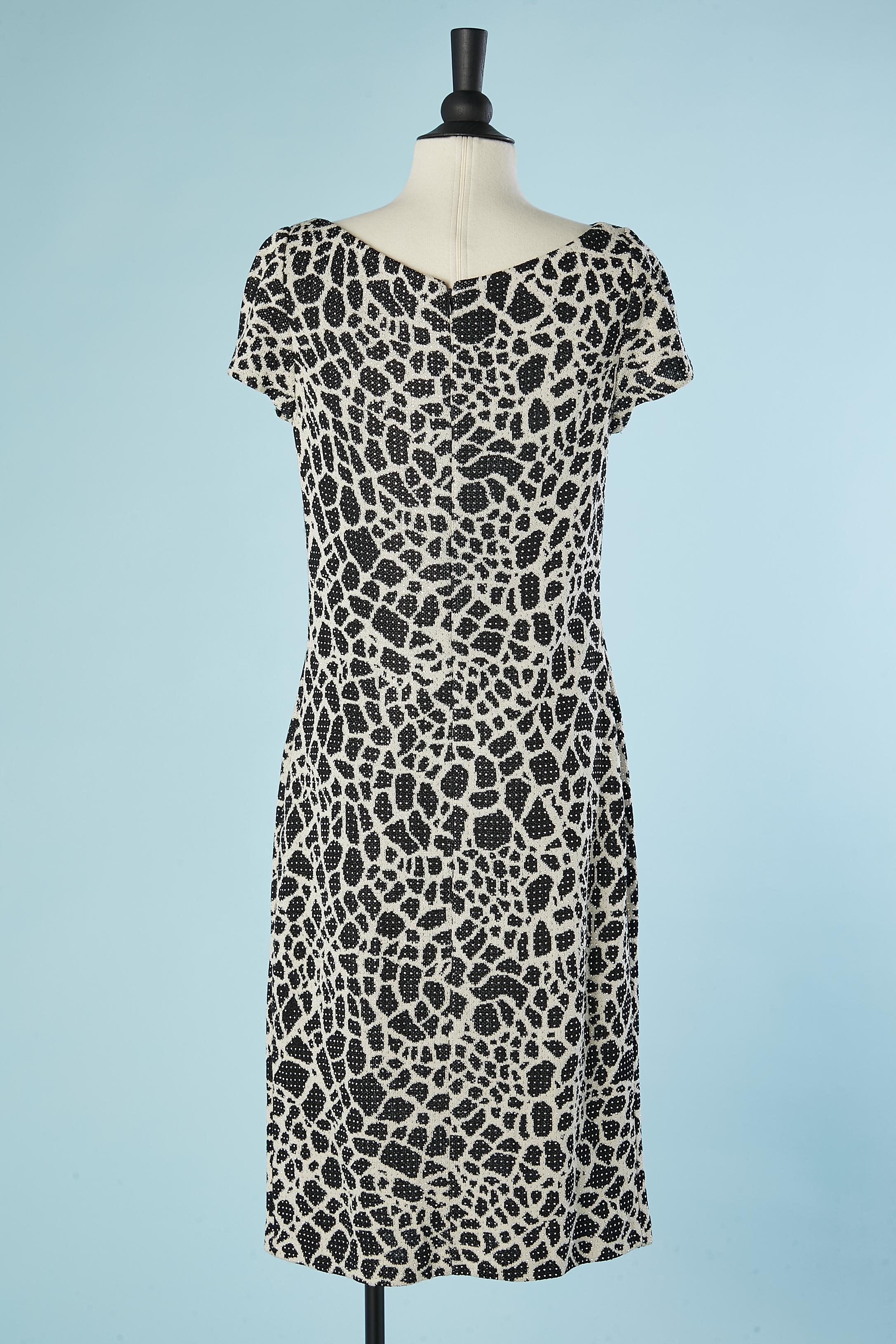 Robe de cocktail en maille jacquard grise et noire avec mini clous St John EVENING Pour femmes en vente