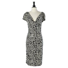 Grey and black jacquard knit cocktail dress with mini studs St JOHN EVENING