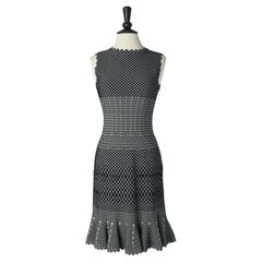 Robe sans manches en jacquard gris et noir ALAIA