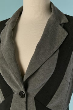 Chaqueta gris y negra de un solo pecho GALLIANO