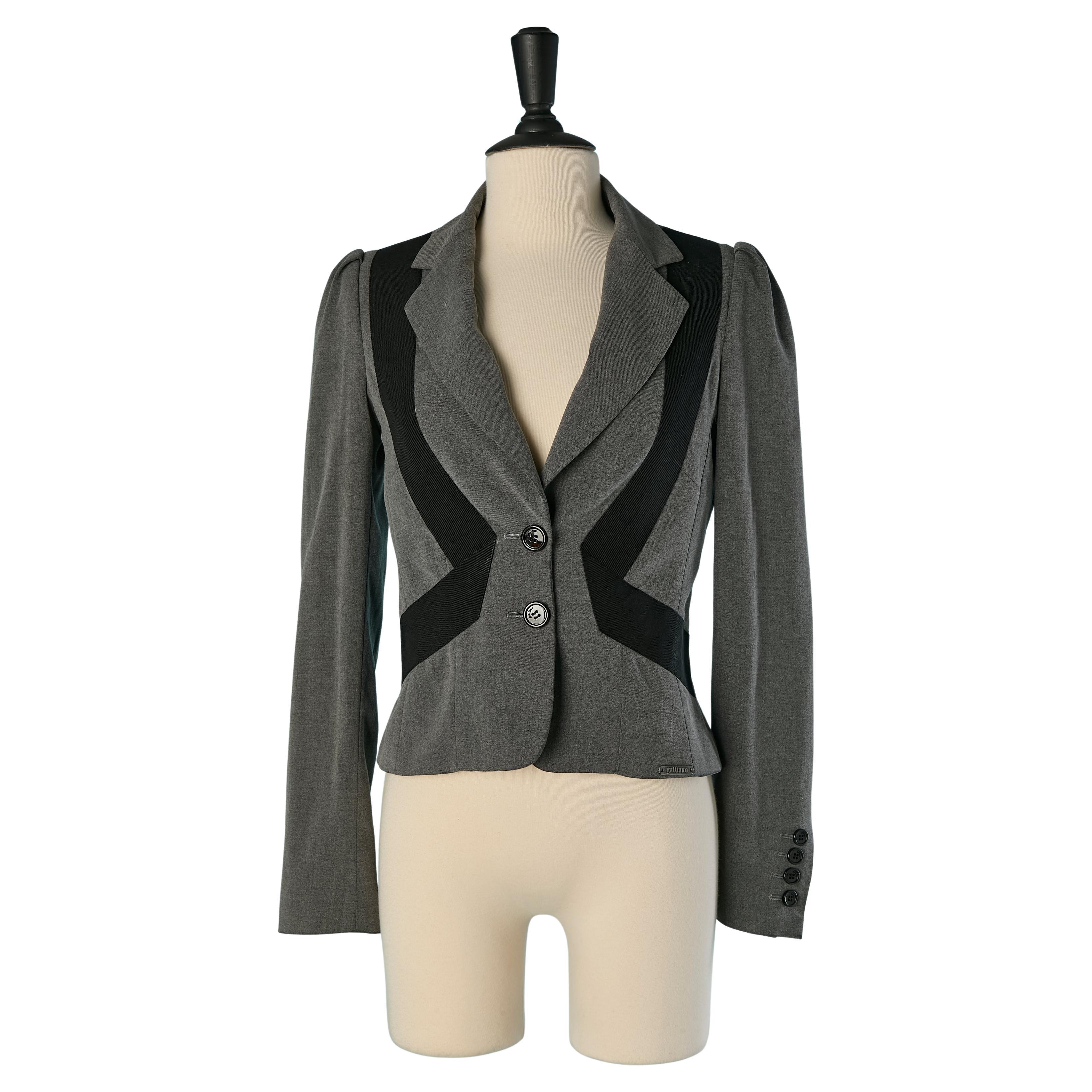 Grey and black single breasted jacket GALLIANO