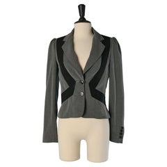 Chaqueta gris y negra de un solo pecho GALLIANO