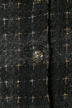 Grey and black single-breasted tweed jacket with branded button CHANEL