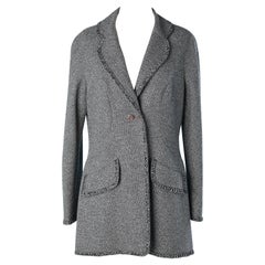 Grey and black tweed lurex double-breasted jacket Chanel