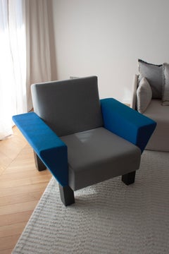 Westside Armchair Collections by Ettore Sottsass for Knoll Grey and Blue 1983