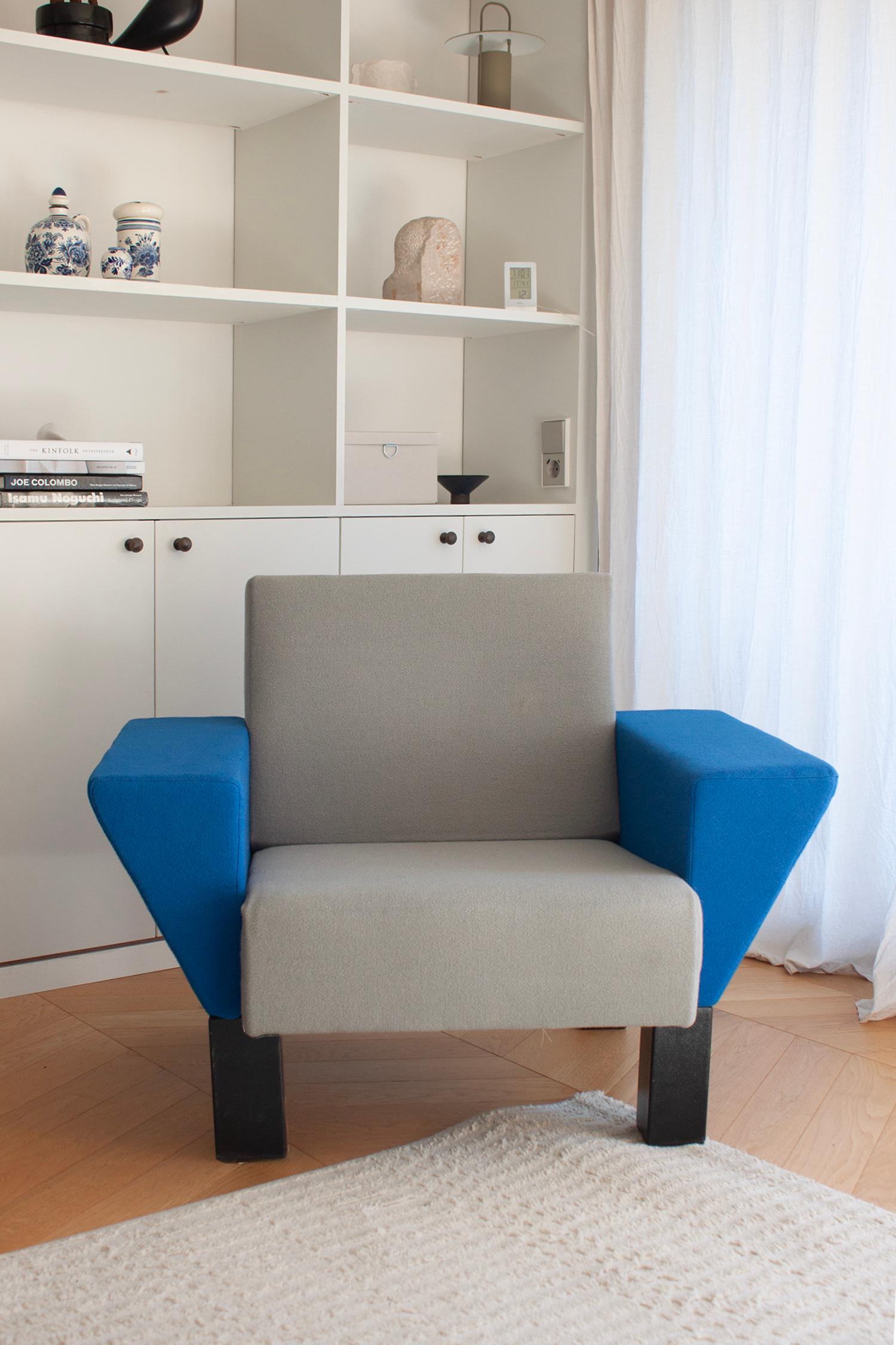 Sillón Westside Collections Gris y Azul 1983 de Ettore Sottsass para Knoll Posmoderno en venta