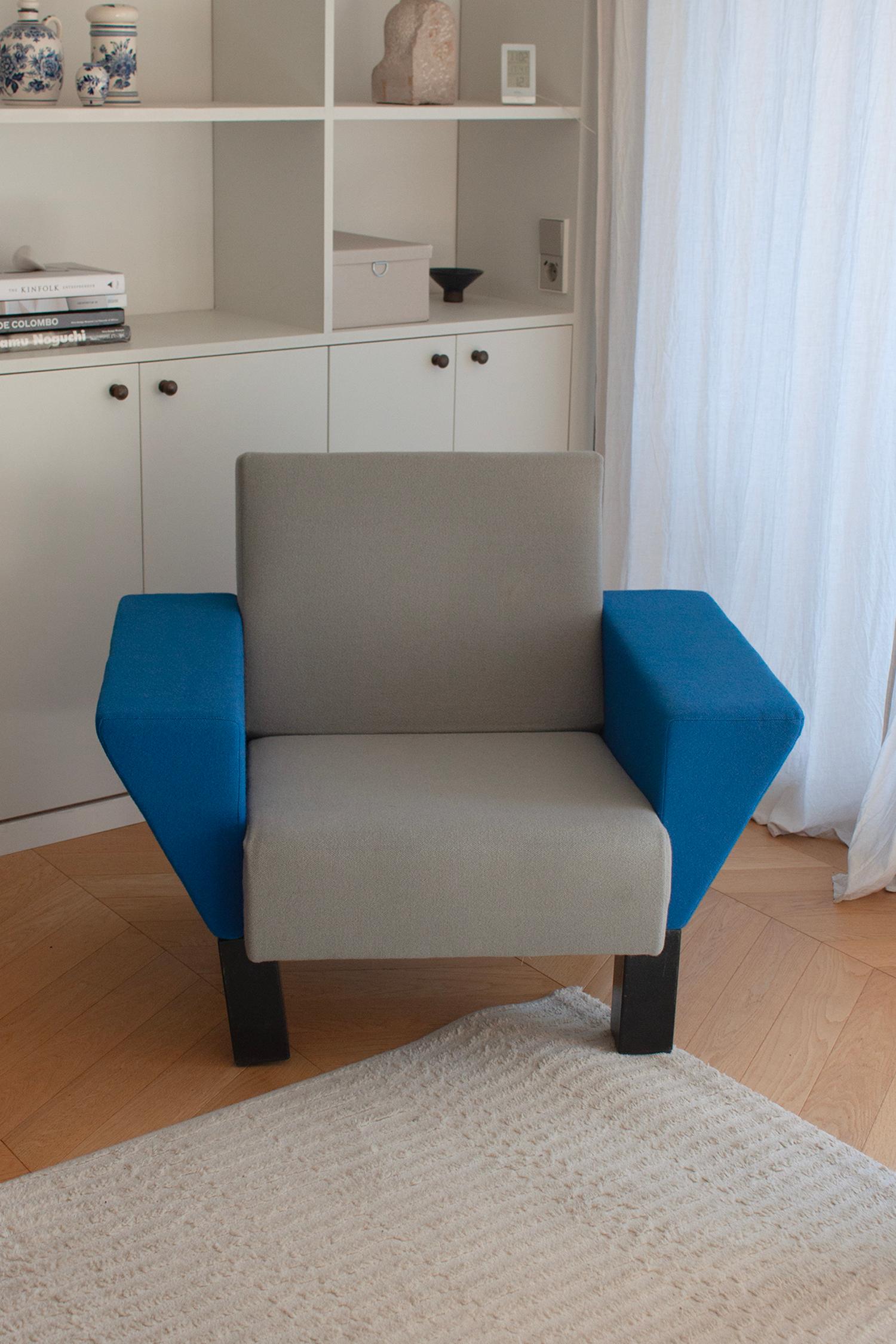 Sillón Westside Collections Gris y Azul 1983 de Ettore Sottsass para Knoll Hecho a máquina en venta