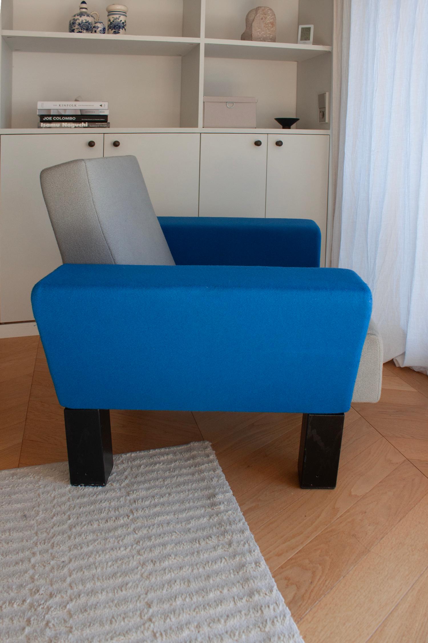 Sillón Westside Collections Gris y Azul 1983 de Ettore Sottsass para Knoll en Bueno estado para la venta en Rümmingen, BW