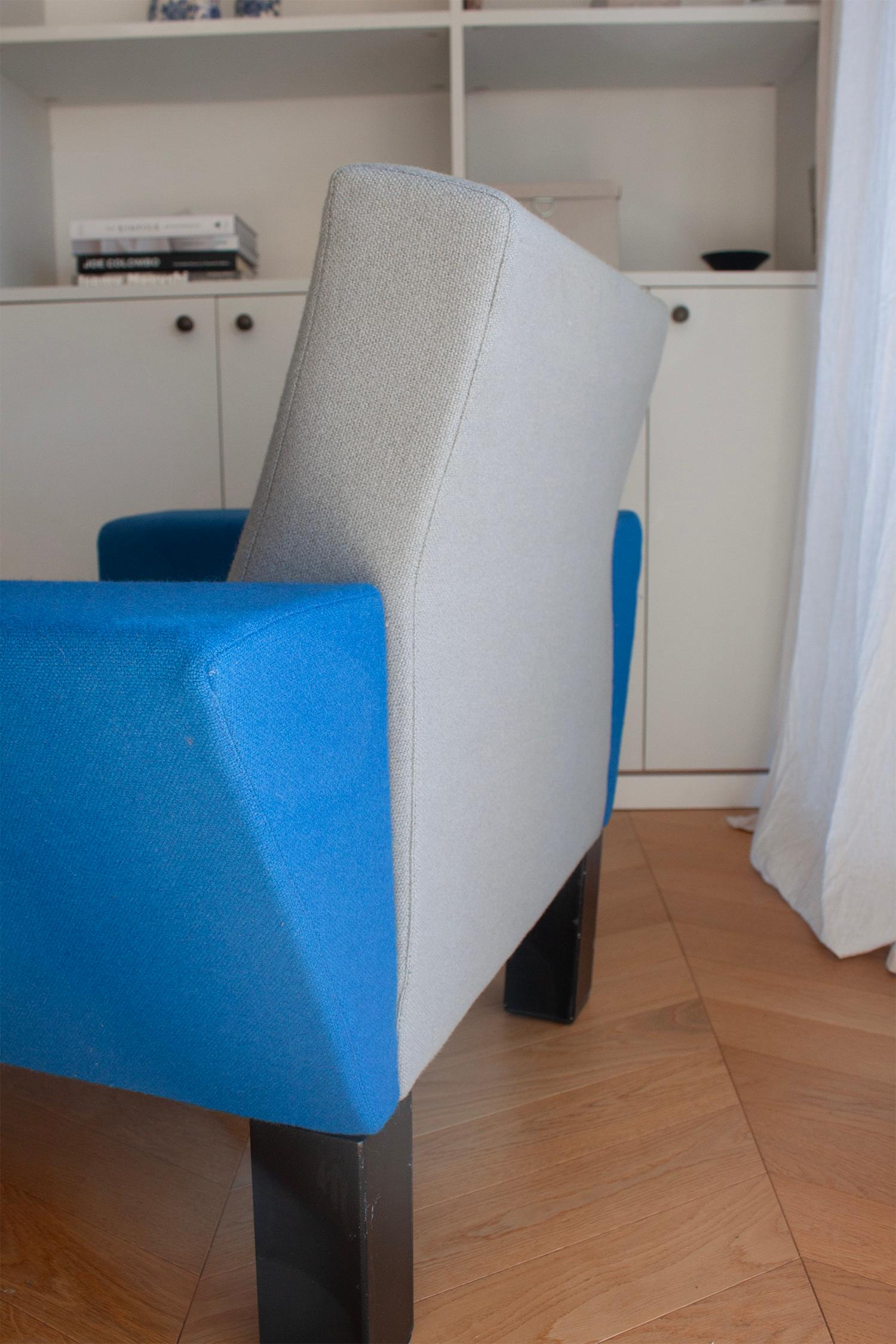 Sillón Westside Collections Gris y Azul 1983 de Ettore Sottsass para Knoll Metal en venta