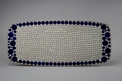 Grey and Blue Glass Mosaic Brass Mid-Century Modern Side Table