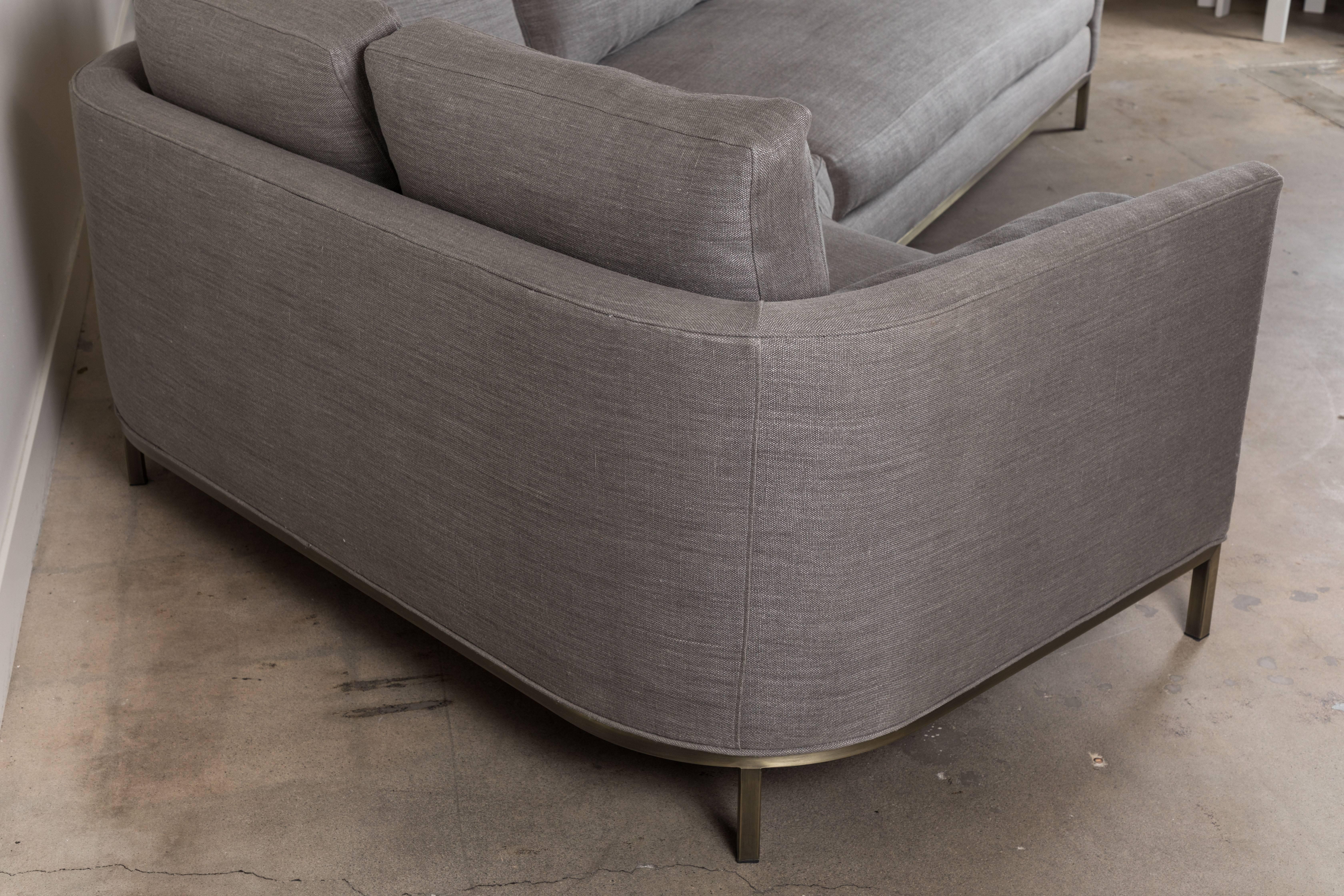 Brass Curved Back Sectional by Lawson-Fenning