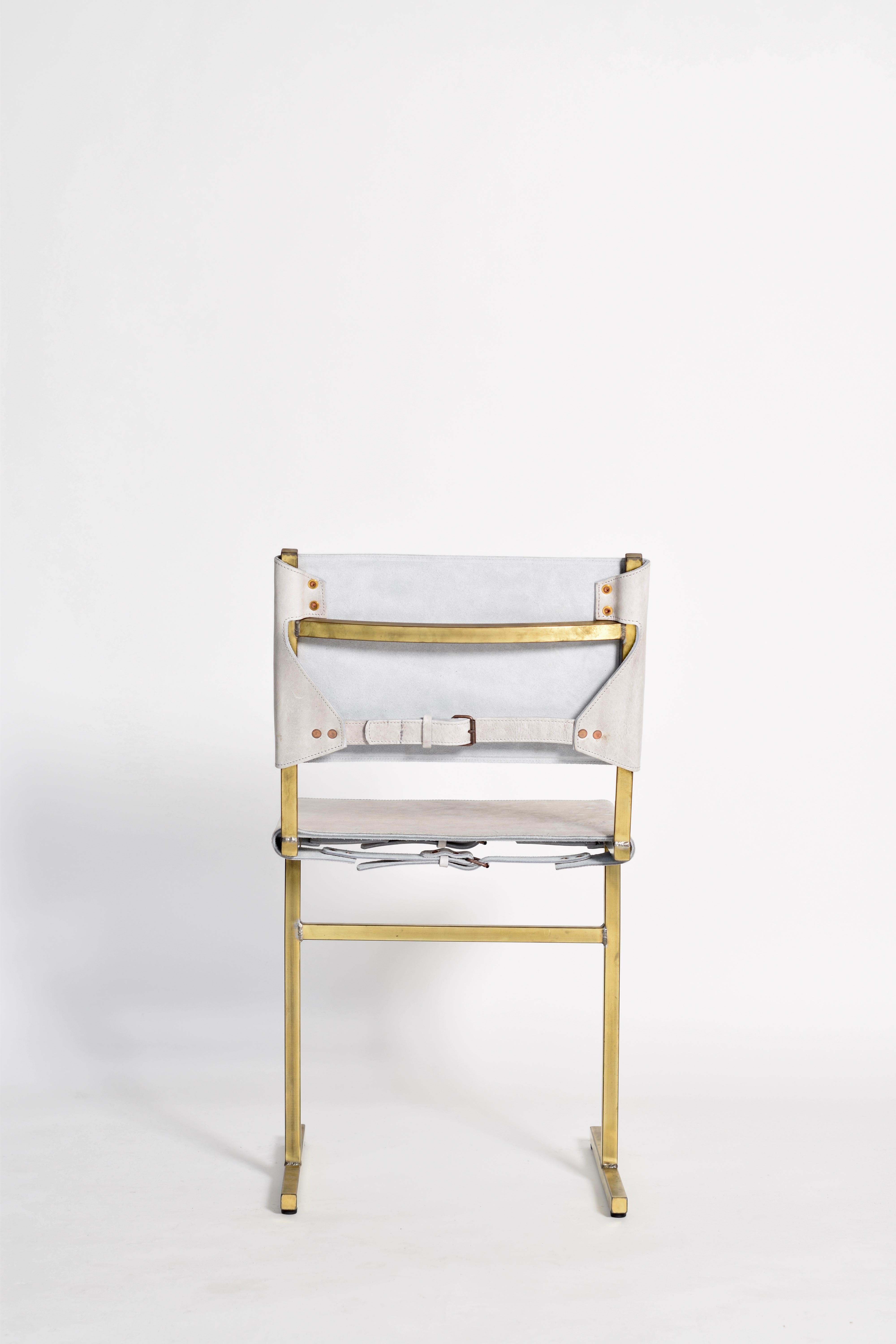 Post-Modern Grey and Brass Memento Chair, Jesse Sanderson