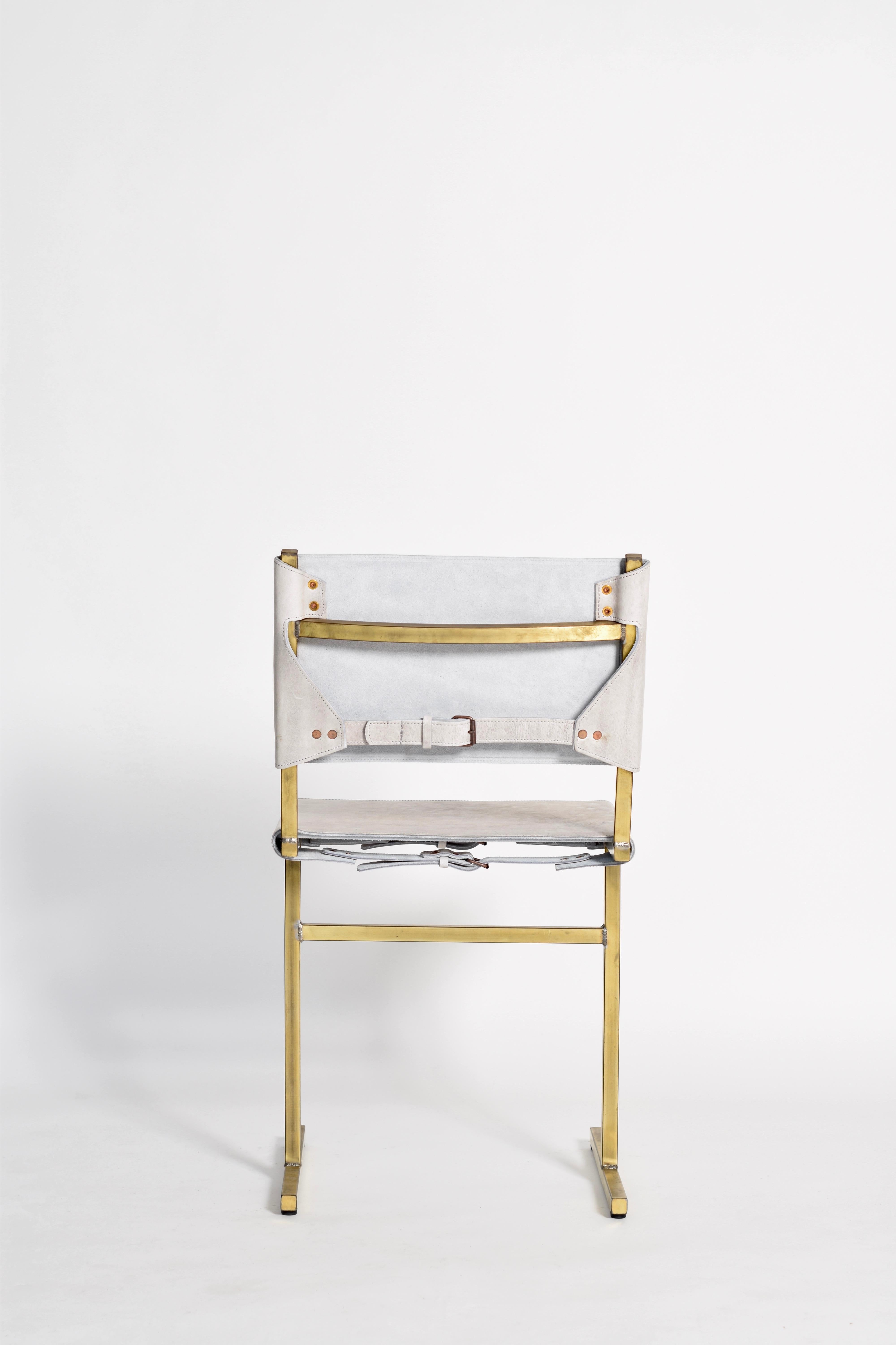 Post-Modern Grey and Brass Memento Chair, Jesse Sanderson For Sale