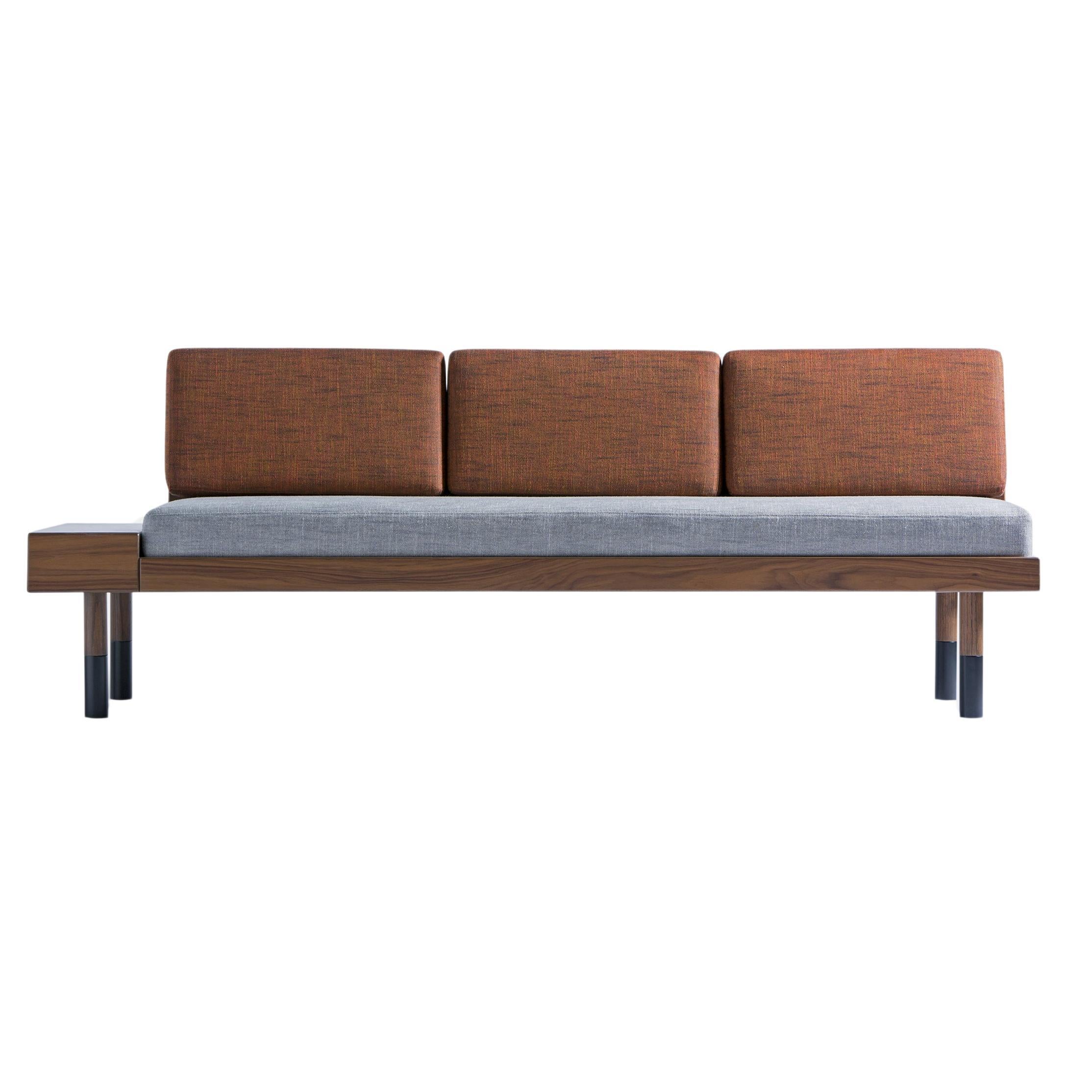 Grey and Brick Red Mid Sofa by Kann Design