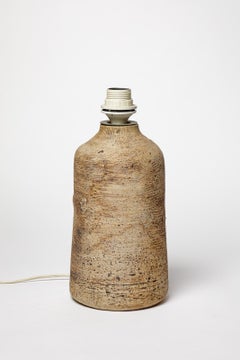 Grey and brown 20th century design stoneware ceramic table lamp signed 1970