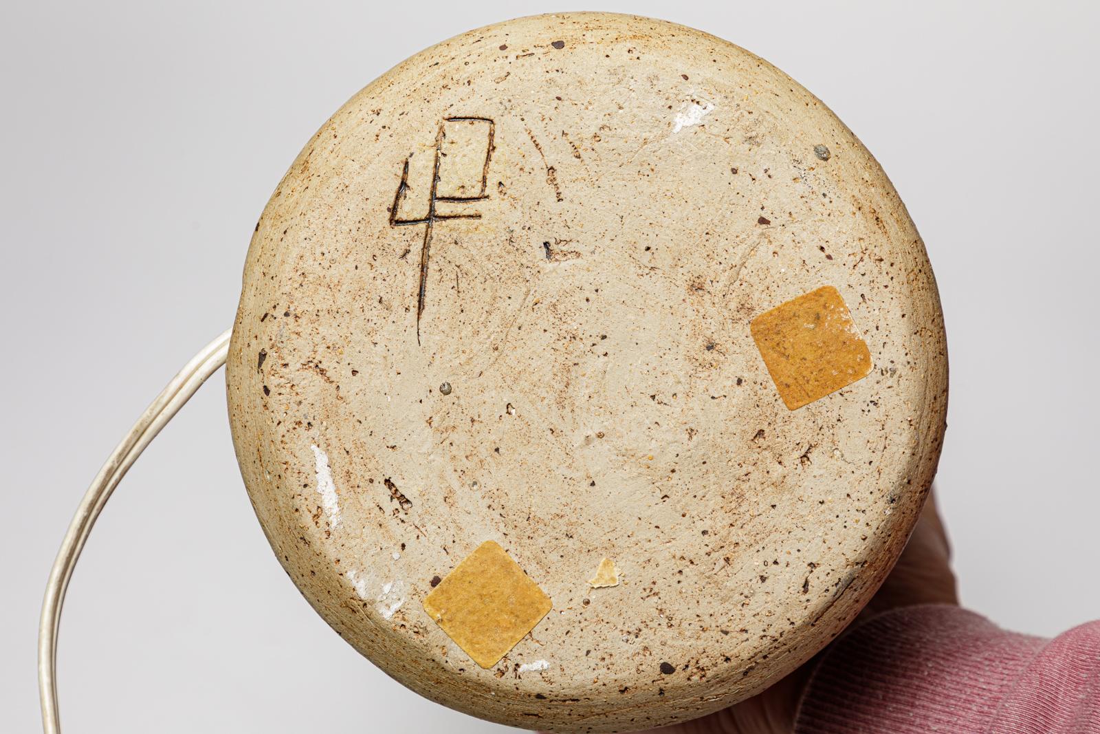 Céramique Lampe de table en céramique grise et brune en grès design du 20e siècle signée 1970 en vente