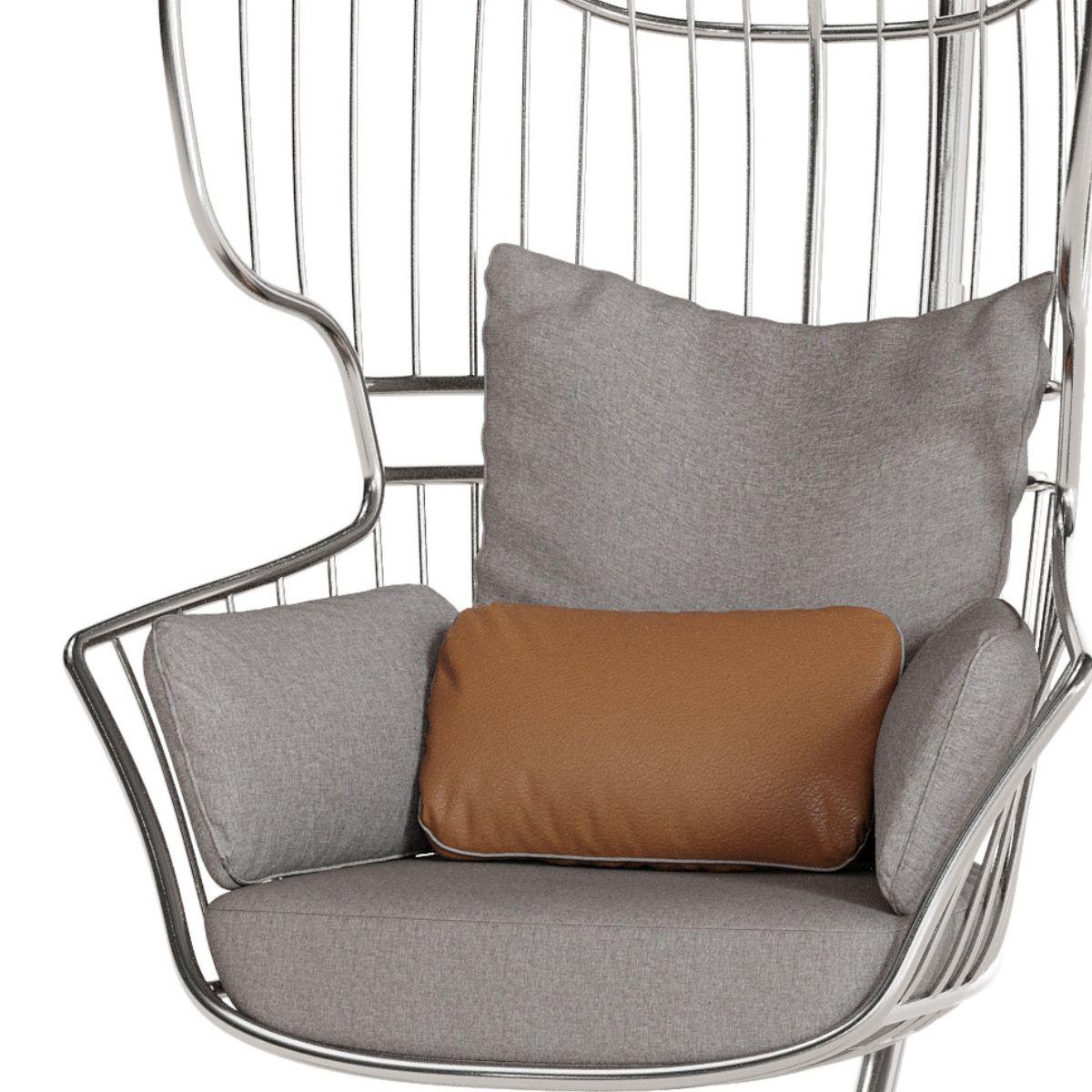Nodo Hanging Chair 

The Nodo Hanging Chair with Base combines durability with elegance, crafted from a coated stainless steel frame for optimal strength and outdoor resistance Its golden accents bring an air of subtle sophistication, infusing