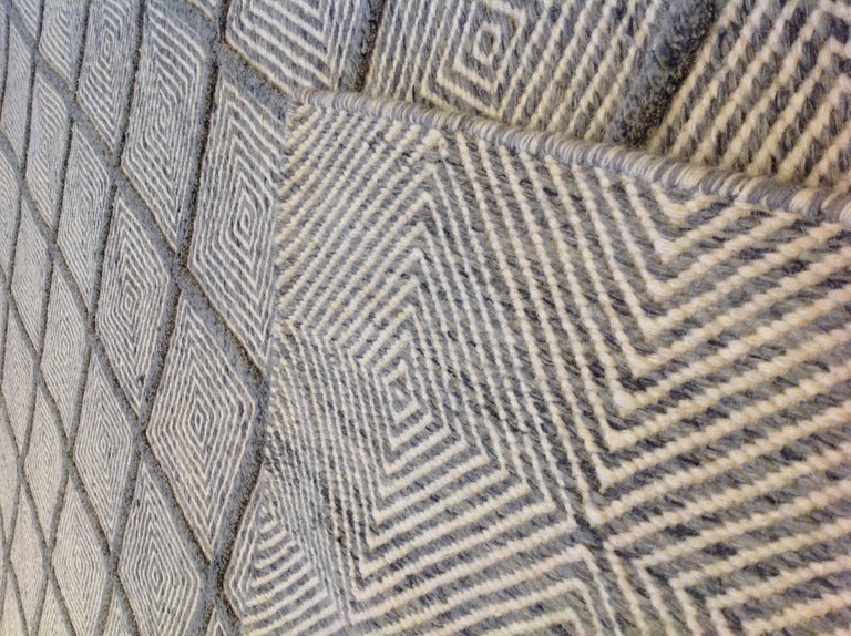 Grey and Cream Diamonds Wool Area Rug For Sale at 1stDibs cream