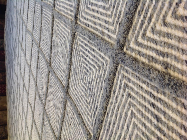 Grey and Cream Diamonds Wool Area Rug For Sale at 1stDibs cream