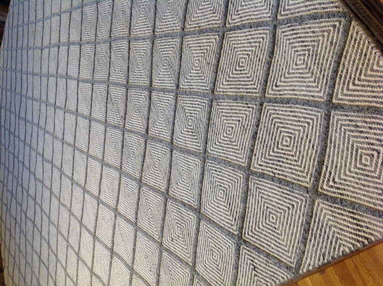 Grey and Cream Diamonds Wool Area Rug For Sale at 1stDibs cream