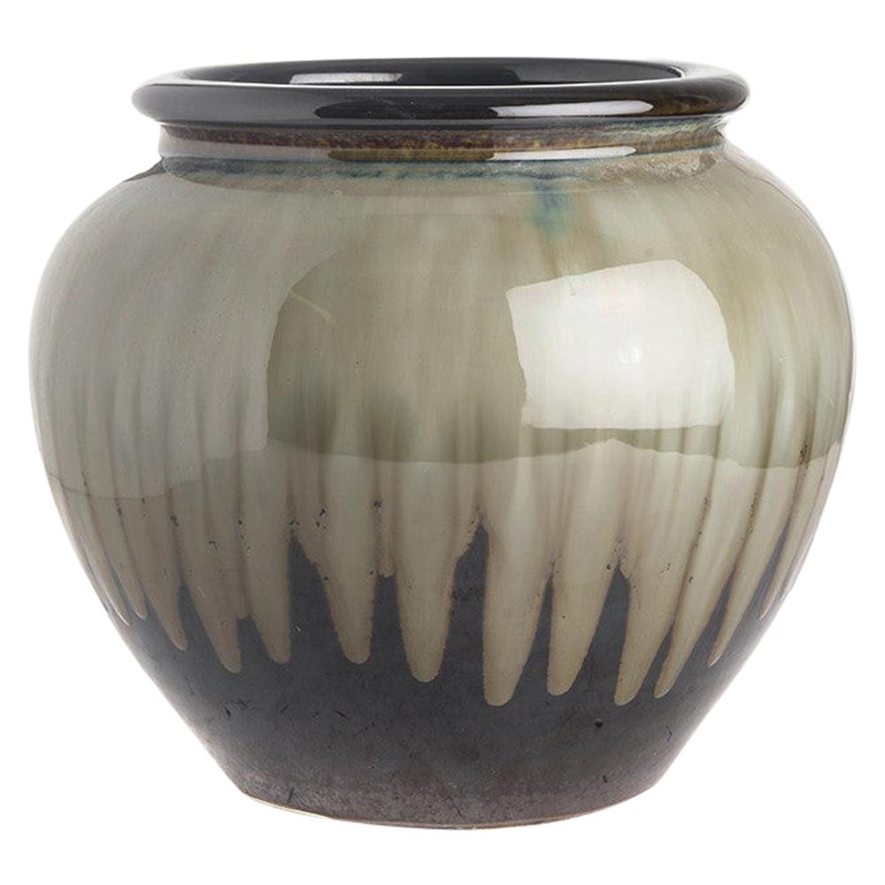 Grey and Dark Brown Drip Glaze Ceramic Pot, China, Contemporary