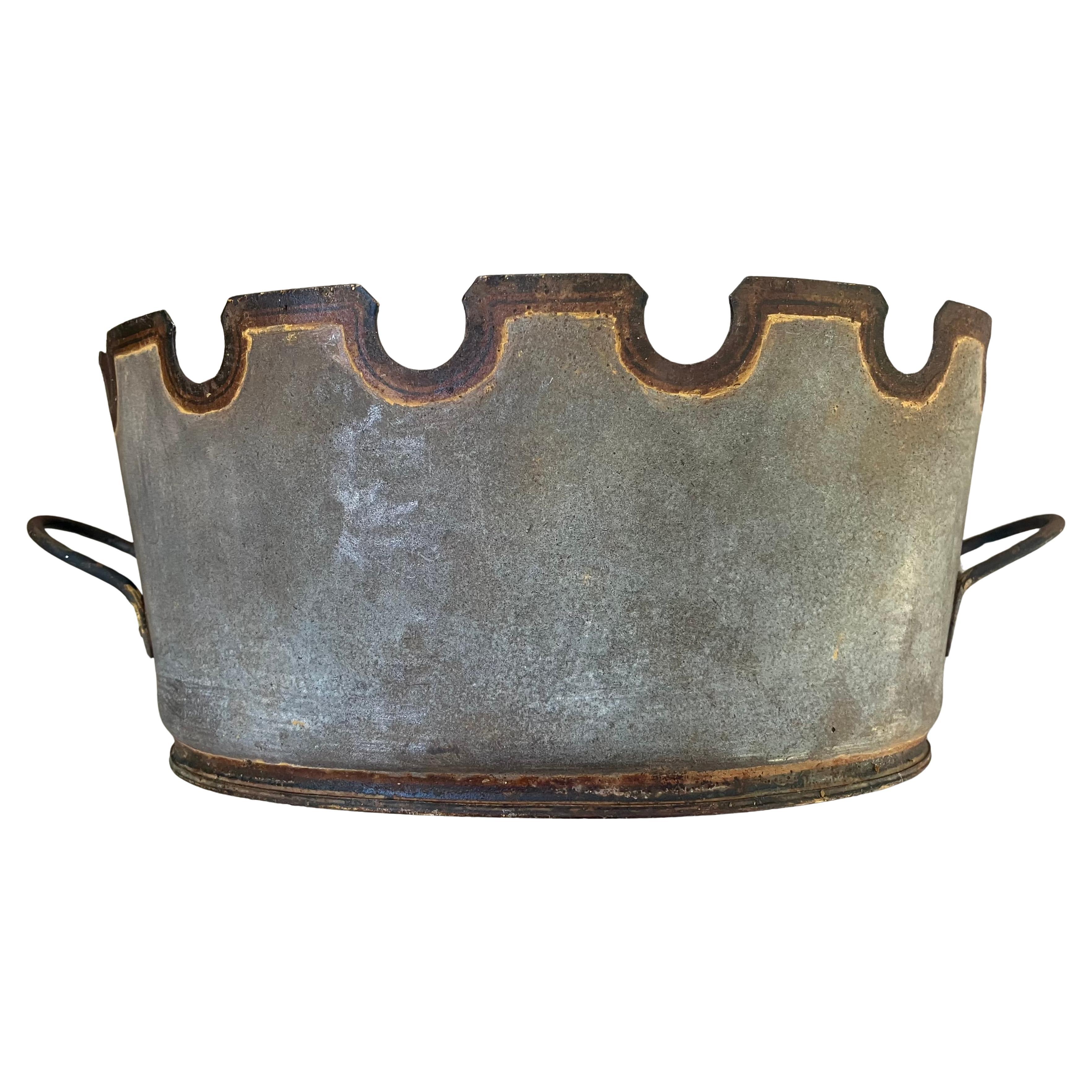 Grey and Gilt Montieth Jardiniere Cachepot For Sale