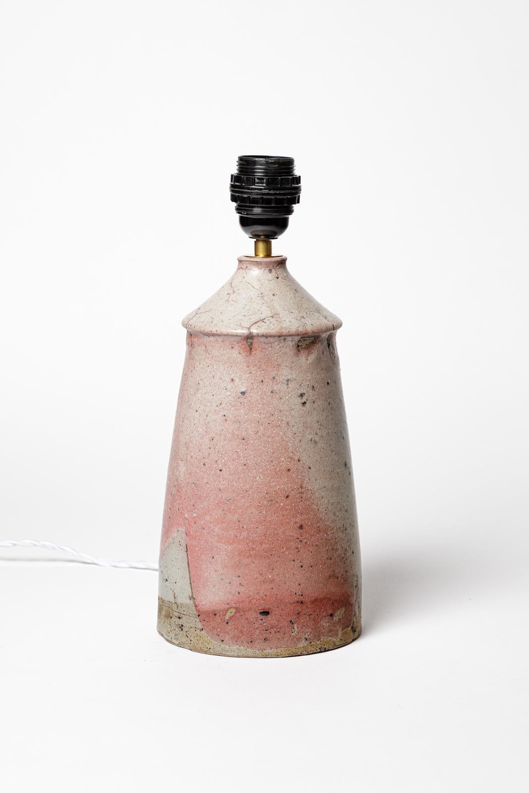 20ième siècle Lampe de table en céramique grise et rose en grès La Borne Design/One 20e siècle en vente