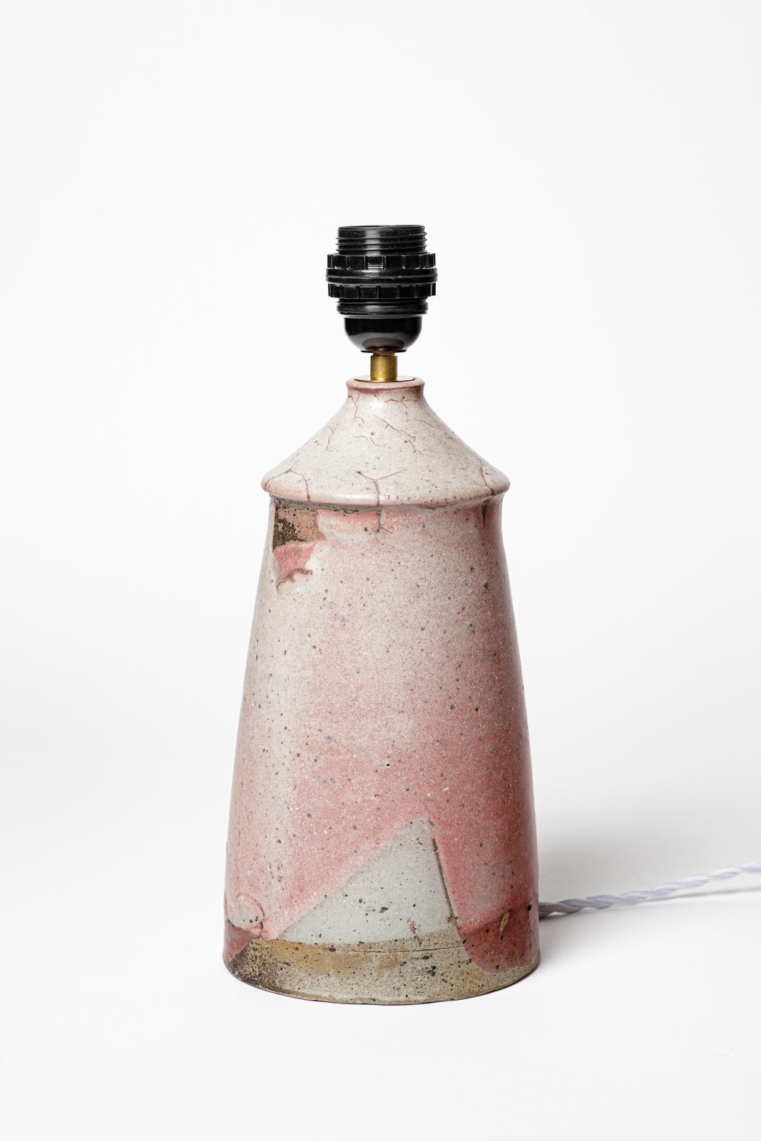Lampe de table en céramique grise et rose en grès La Borne Design/One 20e siècle en vente 1