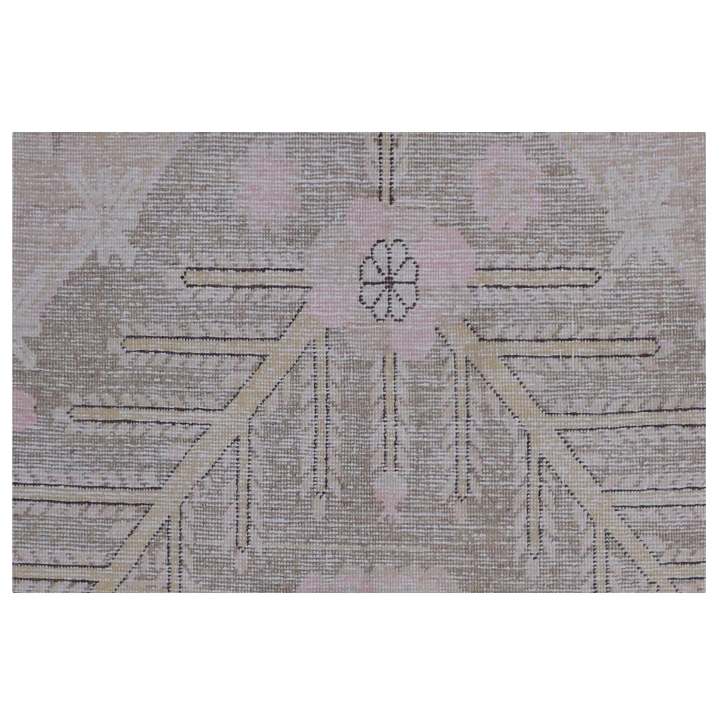 Khotan abc carpet Grey and Pink Vintage Wool Cotton Blend Rug - 5'6
