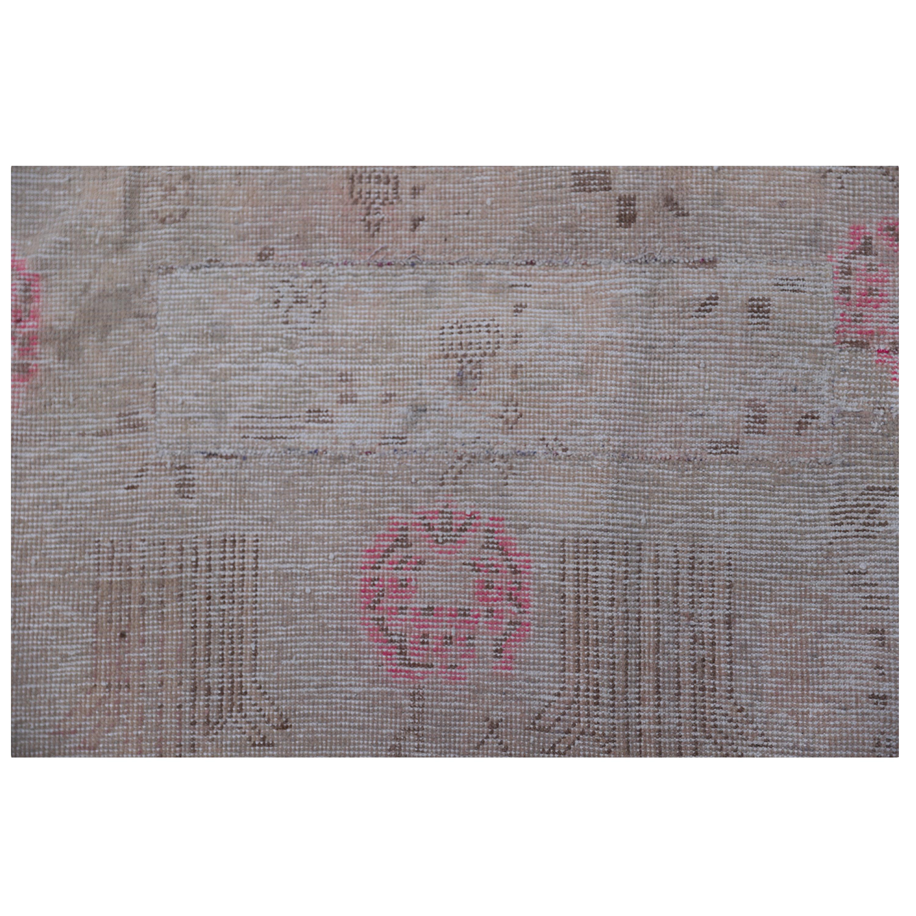 Khotan abc carpet Grey and Pink Vintage Wool Cotton Blend Rug - 6'1