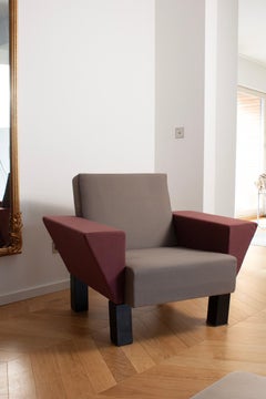 Grey and Purple 1983 Westside Collections Armchair by Ettore Sottsass for Knoll