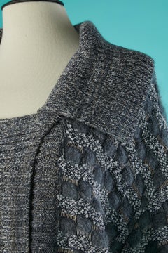 Grey and silver double-breasted oversize jacquard  cardigan Missoni