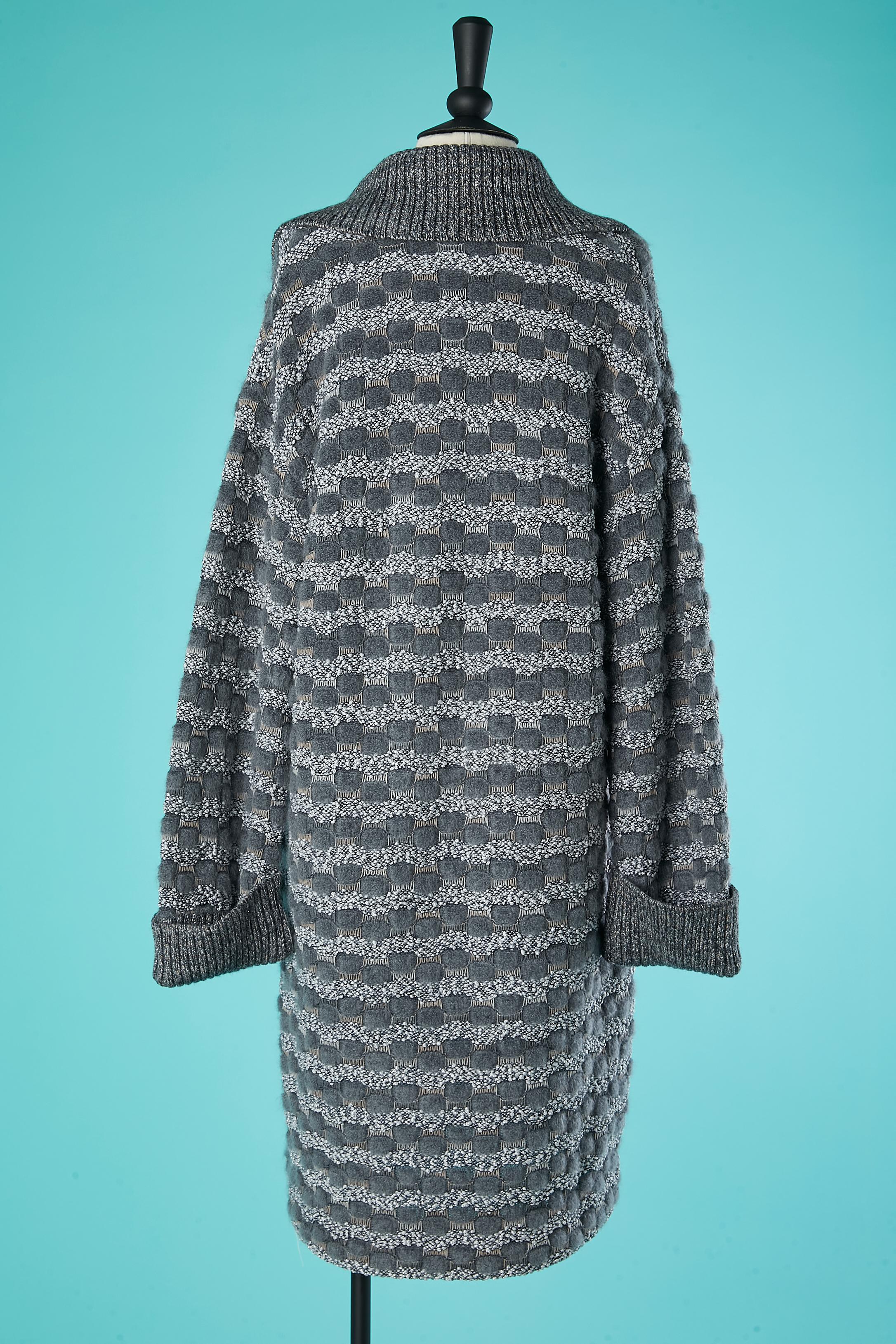 Grey and silver double-breasted oversize jacquard  cardigan Missoni  For Sale 1